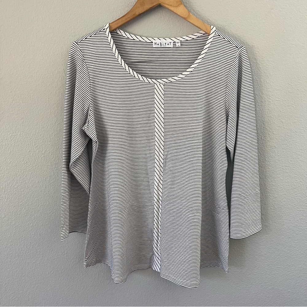 Habitat Striped Stretch Jersey Knit Top Size L